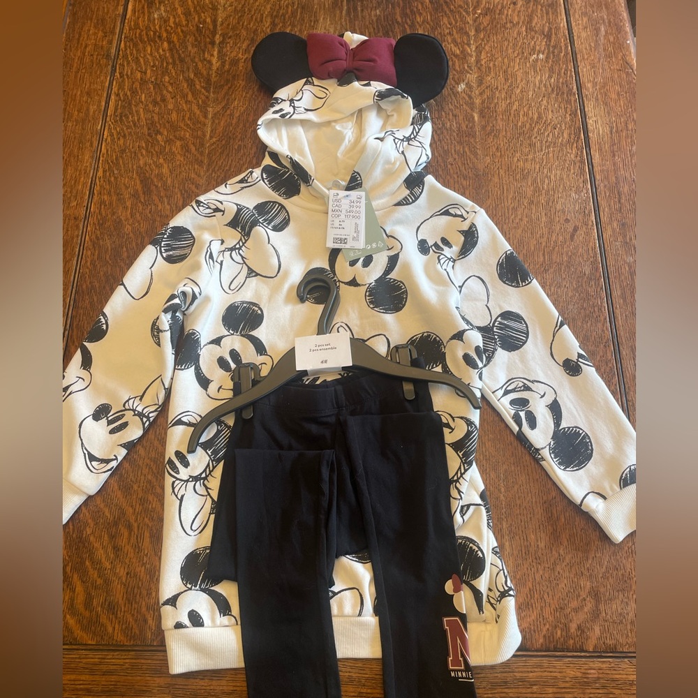 H&M Minnie Mouse Kids Set - Black and Cream
